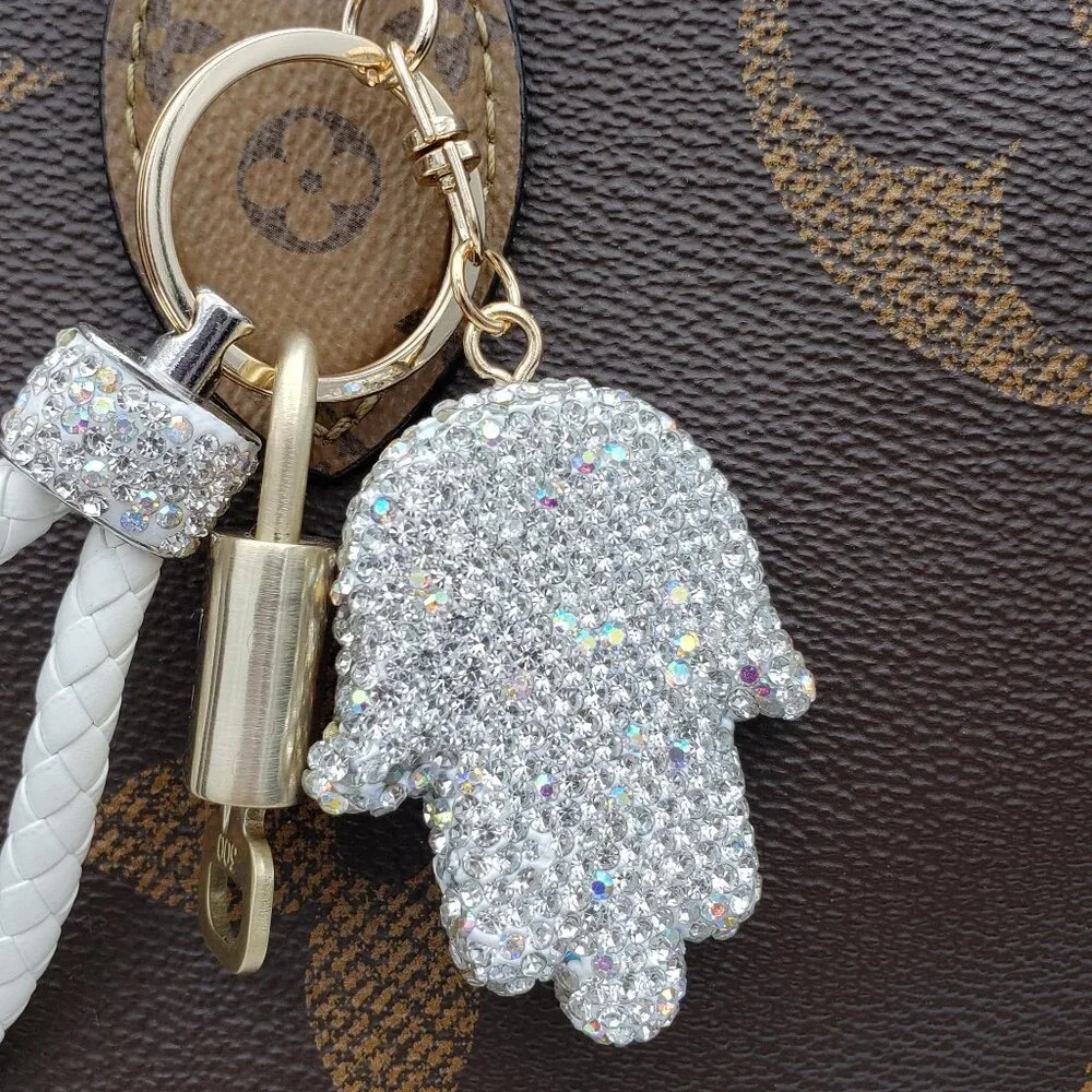 Authentic Louis Vuitton Lock & Key with unbranded Evil Eye Bagcharm